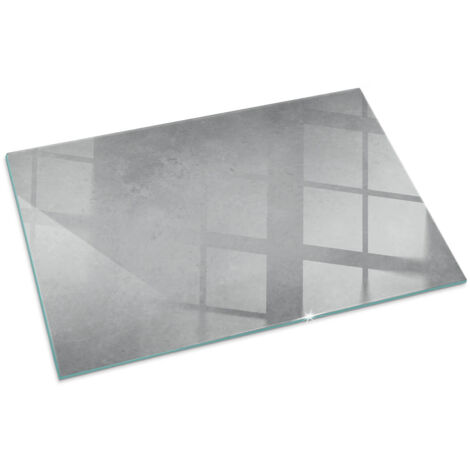 Plaque Rectangulaire en verre trempé sous cheminée et poêle protection sol parquet Texture de béton avec effet 100x70 cm