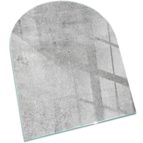 Plaque Rectangulaire en verre trempé sous cheminée et poêle protection sol parquet Texture de béton brut 80x70 cm