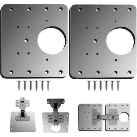 Plaque Reparation Charniere Porte d'armoire,2 Pièces plaque de réparation de charnière de porte de placard de cuisine avec trou, supports de fixation plats en acier inoxydable avec vis