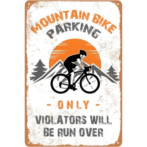 Plaque "Seulement pour le Stationnement des Vélos de Montagne" Plaque Étaine Vintage Accessoires de Vélos de Terrain Plaquettes Métalliques d'Art de Vélos de Montagne Rétro pour la Décoration des Vélo