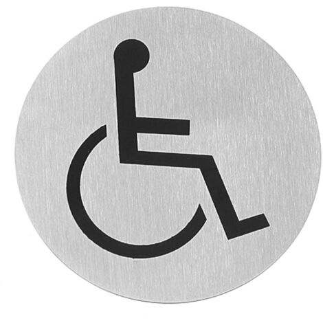Plaque signalétique autocollante POUR PERSONNES HANDICAPÉES, en acier inoxydable, diamètre 75 mm - Hendi 663646