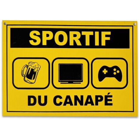Plaque Sportif du Canapé - MYCRAZYSTUFF - Jaune - Mixte - 10x15cm - ABS léger