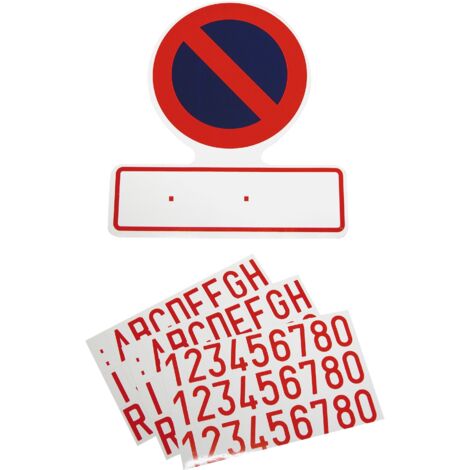 PLAQUE STATIONNEMENT INTERDIT AVEC CARACTERES ADHESIFS
