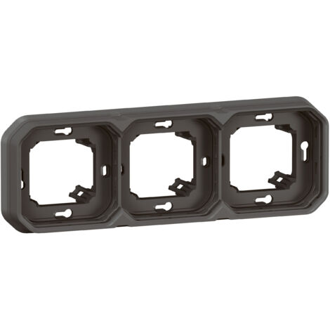 Plaque support 3 postes Plexo encastré horizontal ou vertical anthracite LEGRAND 070095