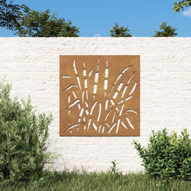Plaque Tableau Décoration Murale Jardin 55 cm de long: Roseau En Corten - Rouille