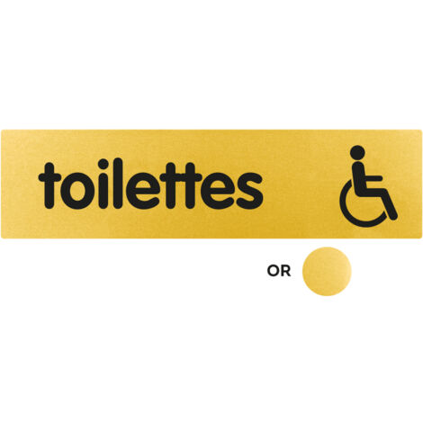 Plaque Toilettes avec logo handicapé - Classique or 170x45mm - 4492247