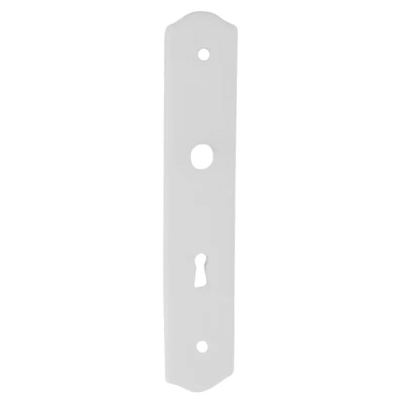 Plaque simple en porcelaine poignée trou serrure, blanche