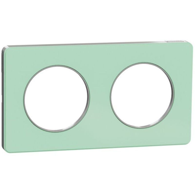 Plaque translucide verre avec liseré alu 2 postes horiz./vert. 71mm Odace Touch schneider S530804S