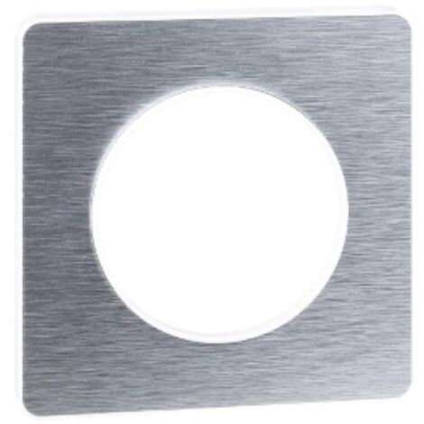 Plaque Ue de finition Odace Touch 3 postes aluminium brossé