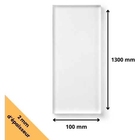 Plaque verre acrylique transparent 2 mm - 10 x 130 cm (100 x 1300 mm) - Verre synthétique - Plaque PMMA XT - Plexiglass