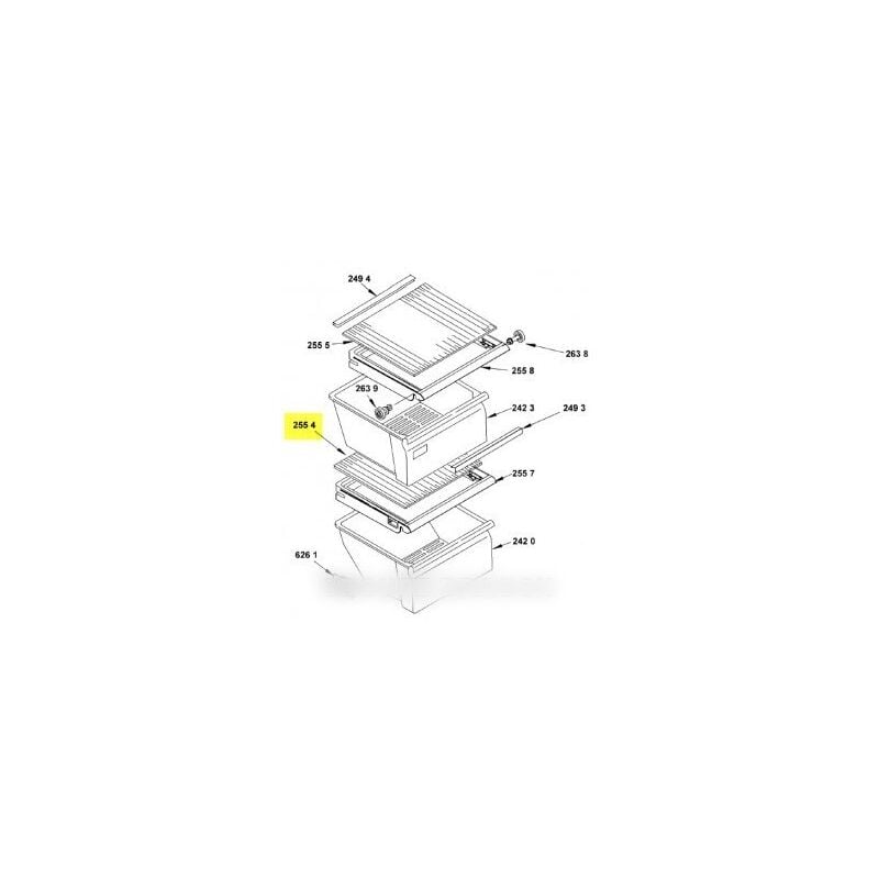 Whirlpool - Plaque en verre bac à légumes (40 x 24,8 cm) pour réfrigérateurs