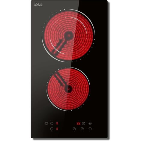 Plaque vitrocéramique 2 feux 3200W – Dimensions 52 x 29 cm – Encastrable sans prise – Zone dual pour casseroles petites et grandes