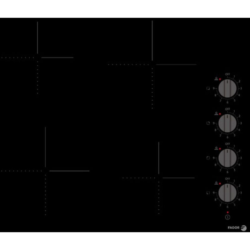 Fagor - Table de cuisson 4 zones vitro (Highlight) 6Kw, manettes, 9 niveaux de FAVM3540