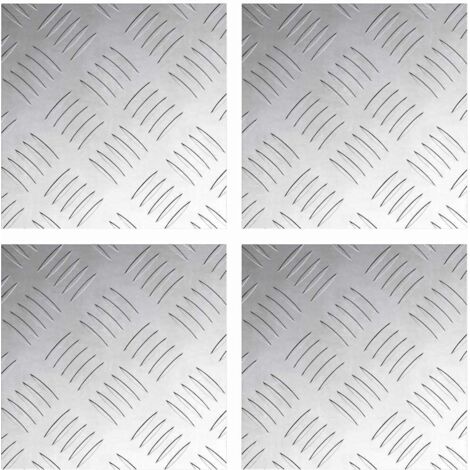 Plaques à damier 4 pcs Argent 20 x 20 cm Aluminium CFW525820