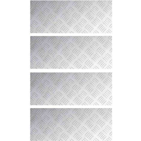 Plaques à damier 4 pcs Argent 50 x 20 cm Aluminium CFW905669