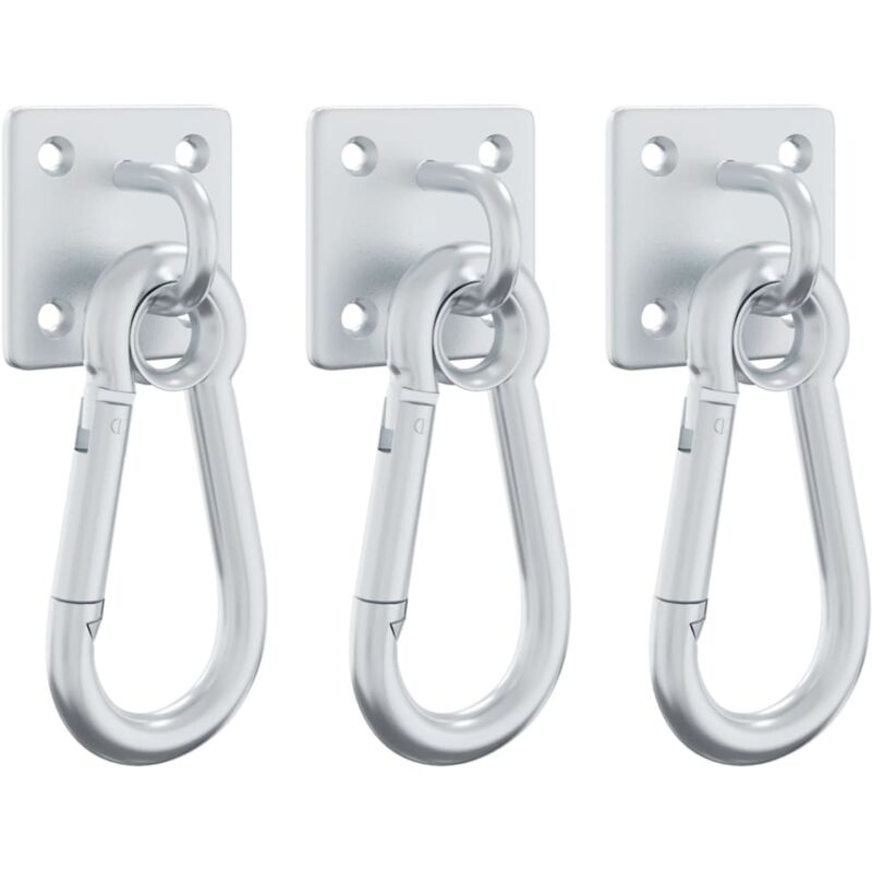 Vidaxl - Plaques à œillets mousquetons 3 pcs 360° tournant argenté acier