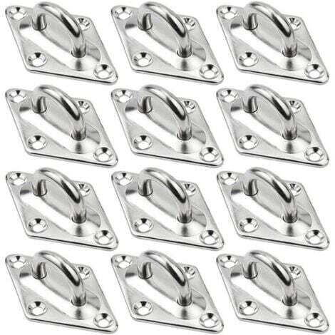 Plaques à Oeillets Rhombic,12 Pièces Platine Oeillet Inox M5 Kit de Crochet Plafond Charge Lourde,Crochet Suspension Plafond Fixation Support Anneau Mural Crochets D'ancrage pour Accrocher Objets