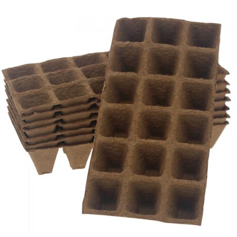 Plaques de 18 pots carrés biodégradables 5 cm (Lot de 8)