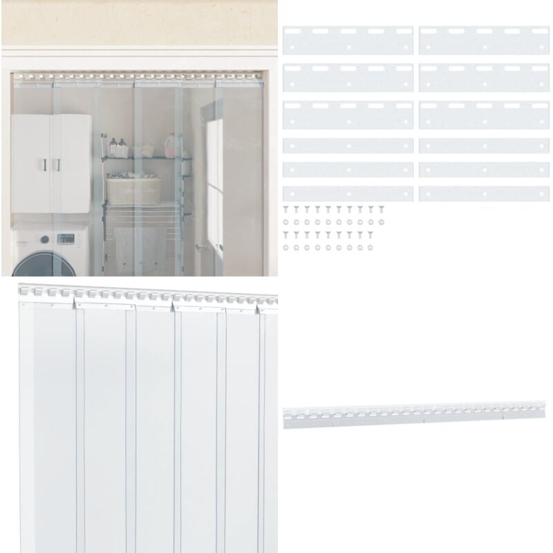 Plaques de connexion 6 pcs argenté 20 cm acier inoxydable - Rideaux à Lanières - Fixation Rideaux - Accessoires Rideaux - Plaques De Montage - Acier