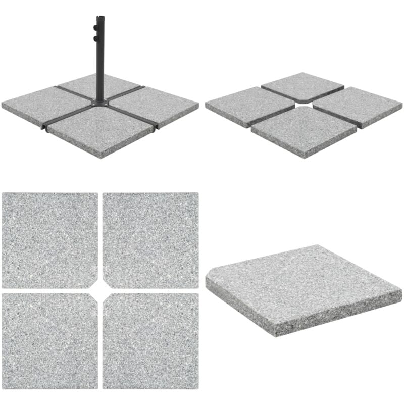 Plaques de poids de parasol 4 pcs Granit Gris Carré 100 kg - poids de base de parasol - poids de base de parasol - Home & Living - Gris