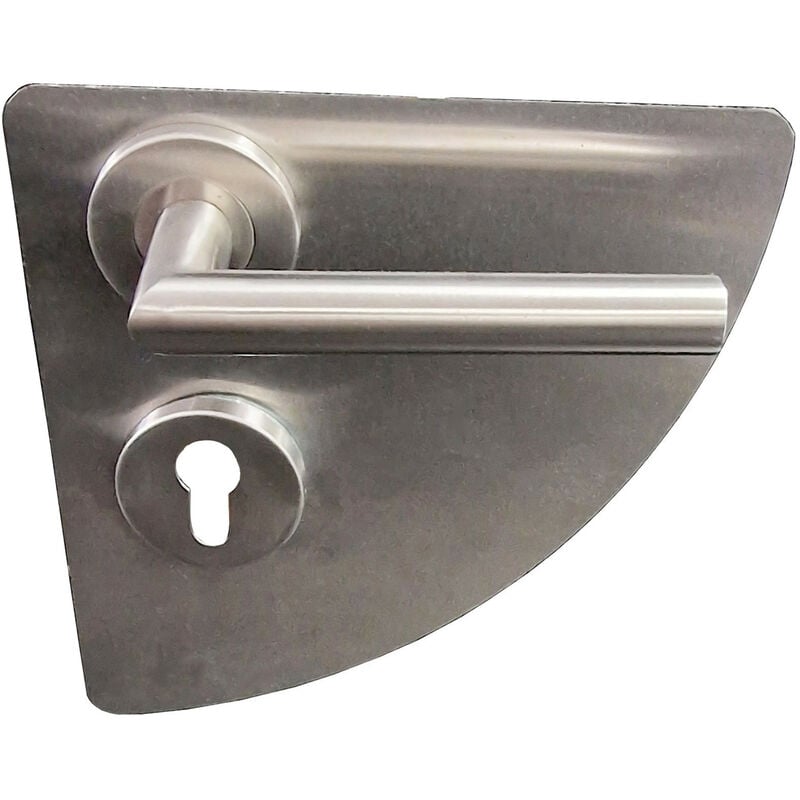 Plaques de Propreté quart de lune avec Poignées Angle vif ' Klose Besser Adhesives - Inox 304 +1 Paire de rosaces cylindre