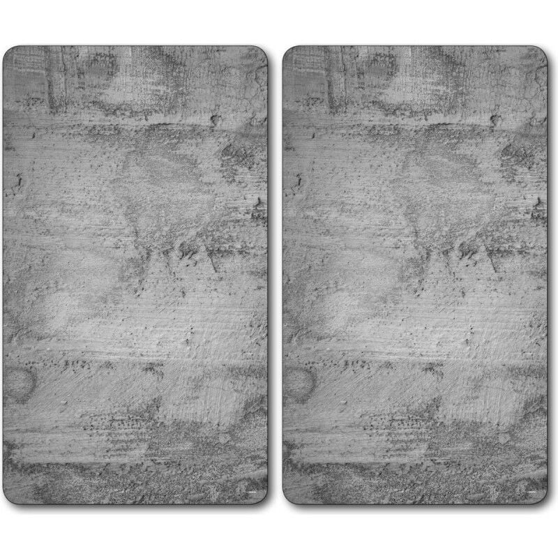 Lot de 2 plaques de protection en verre 'Béton' - Gris - l 50 x l 28,5 cm - Livraison gratuite