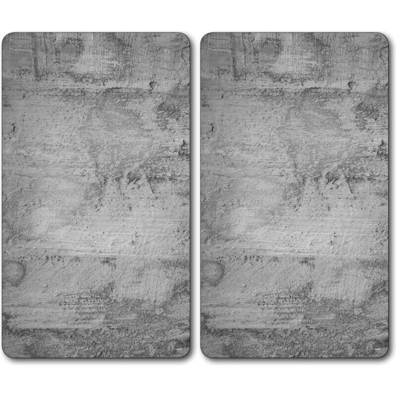 Lot de 2 plaques de protection en verre 'Béton' - Gris - l 50 x l 28,5 cm - Livraison gratuite