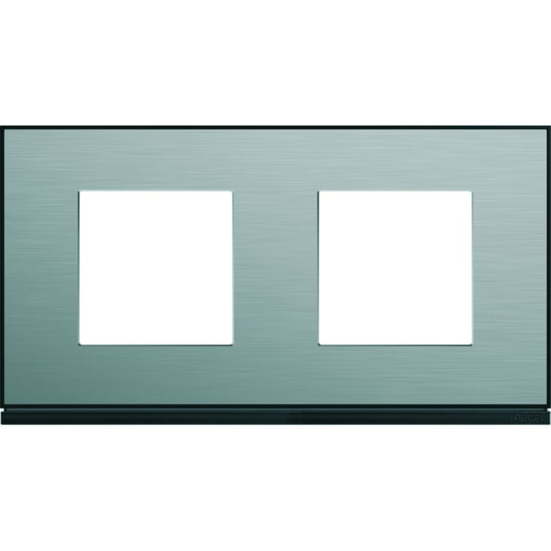 Hager - plaque gallery 2 postes horizontale 71MM placage steel