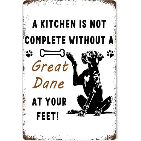 Plaques Métalliques de Cuisine Drôles de Great Dane, Plaque Étaine Cadeau Drôle de Great Dane, Décoration de Great Dane pour la Cuisine, Cadeaux de Great Dane pour les Femmes Amateurs de Chiens 20 x 3