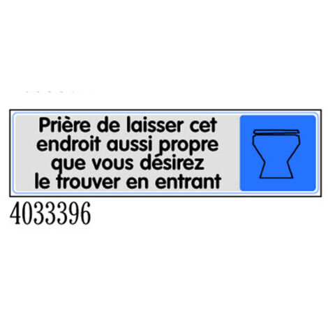 Plaquette de porte ''Priére de laisser cet endroit aussi propre que vous désirez le trouver en entrant'' plexiglas 170x45mm - NOVAP - 4033396