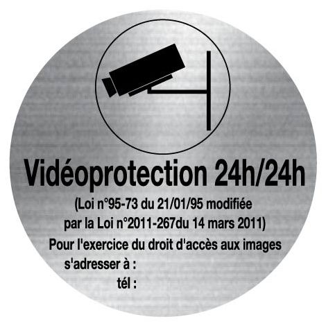 Plaquette de porte surveillance vidéo - Aluminium brosse Ø75mm - 4383309 - Aluminium brossé