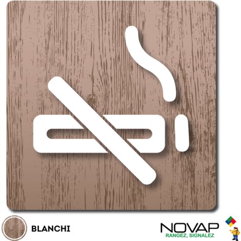 Plaquette Interdiction de fumer - Wood Chêne blanchi 90x90mm - 4360003