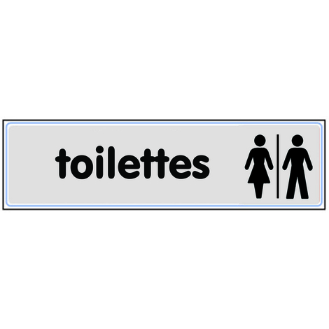 Plaquette Toilettes H/F - Plexiglas argent 170x45mm - 4321233