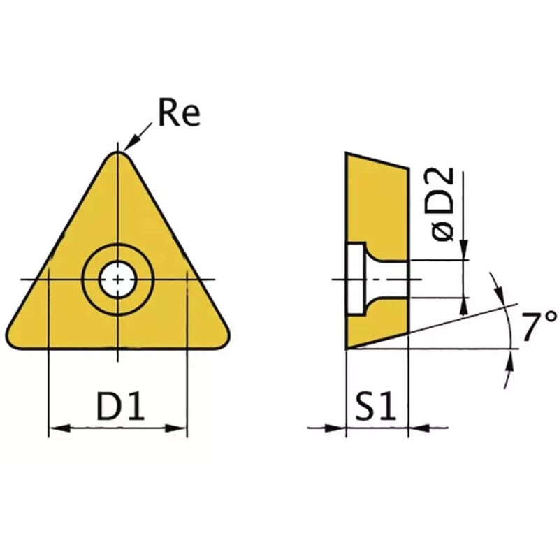 Plaquette triangulaire pour burins tête d'alésage (par pièce) Vertex TPGH090204L