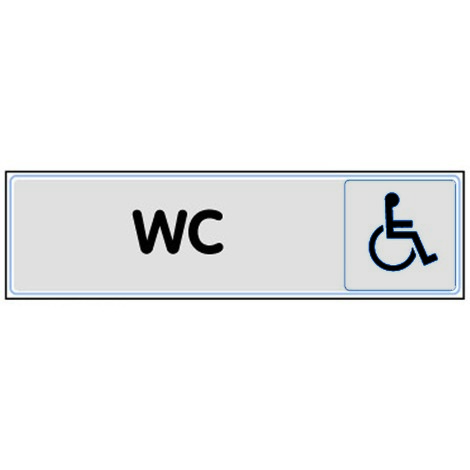 Plaquette WC handicapés - Plexiglas argent 170x45mm - 4321240