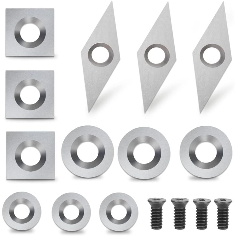 Plaquettes de Coupe en Carbure 12 pièces Outils Tournage Bois Inserts en Carbure Gouges Tournage Bois
