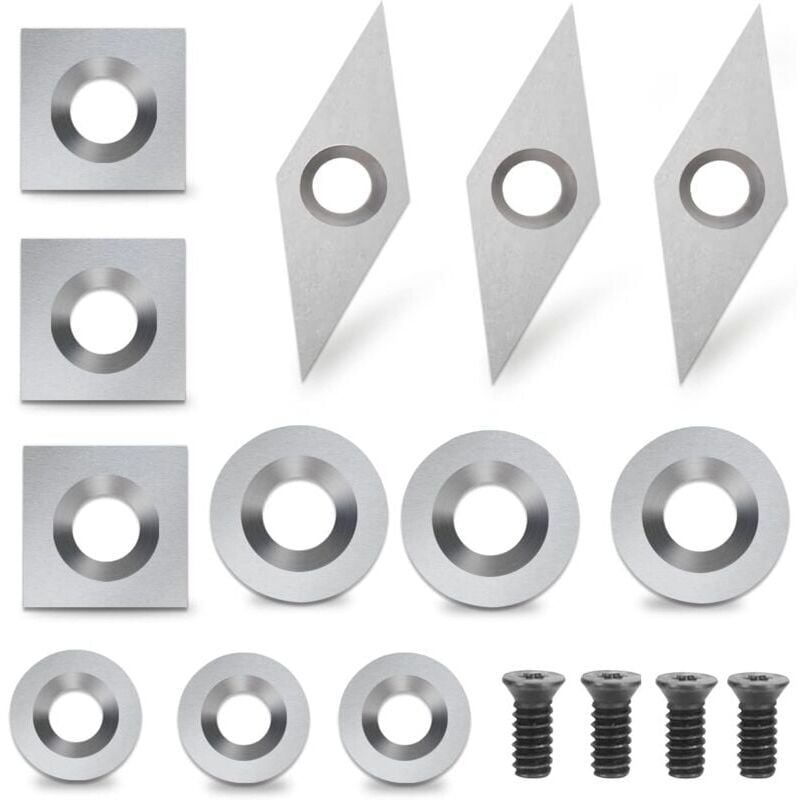 Beijiyi - Plaquettes de Coupe en Carbure 12 pièces Outils Tournage Bois Inserts en Carbure Gouges Tournage Bois