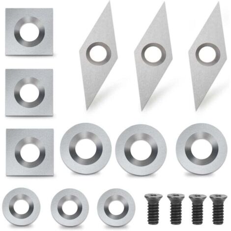 Plaquettes de Coupe en Carbure 12 pièces Outils Tournage Bois Inserts en Carbure Gouges Tournage Bois