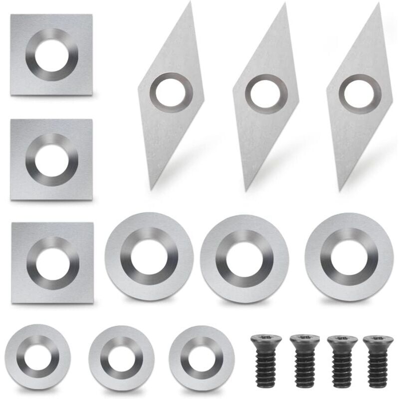 Plaquettes de Coupe en Carbure 12 pièces Outils Tournage Bois Inserts en Carbure Gouges Tournage Bois Trimec