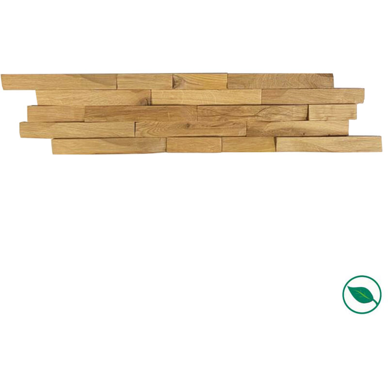 Plaquettes de parement mural en chêne clair à coller - 610 mm x 150 x 10-20 - 55 m²
