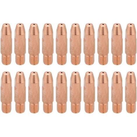 Plasma Consommable Buse de Coupe 20Pcs Pointe De Contact En Cuivre M6 pour Binzel 24KD MIG/MAG Torche De Soudage(1,0X28mm)