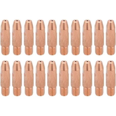 Plasma Consommable Buse de Coupe 20Pcs Pointe De Contact En Cuivre M6 pour Binzel 24KD MIG/MAG Torche De Soudage(1,0X28mm)