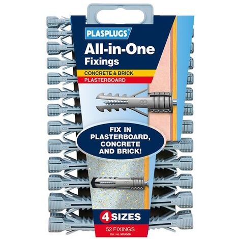 Plasplugs 52 All-In-One Fixing Plaster Brick Concrete Wall Plugs MFA500CC MFA500