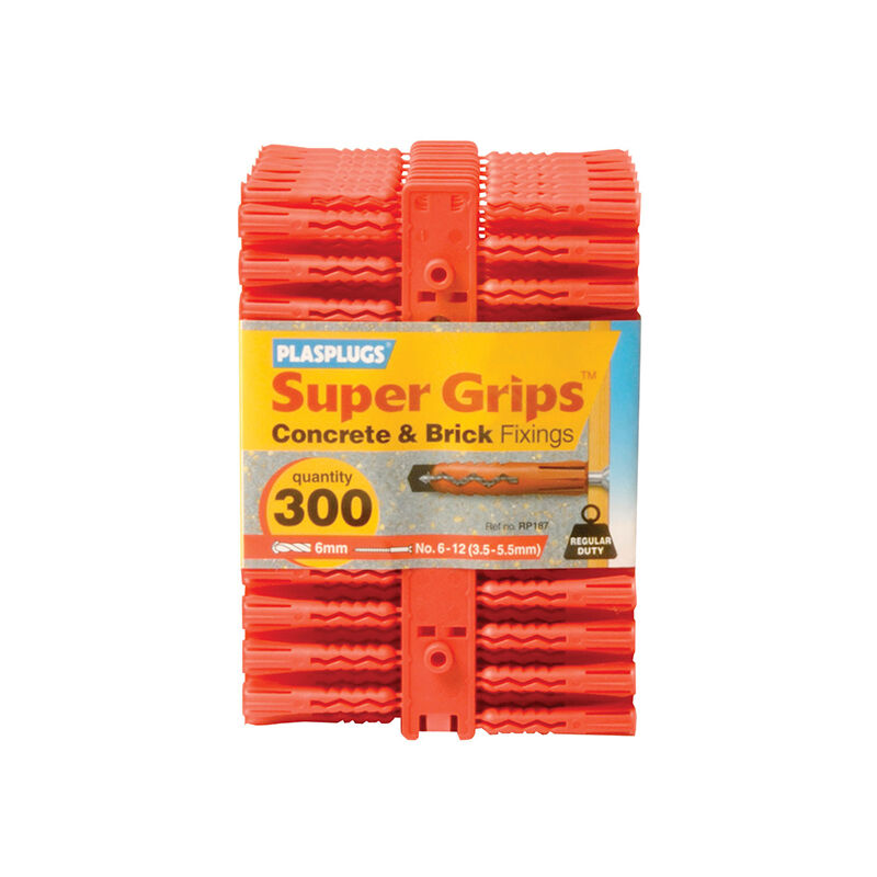 Plasplugs - RP187CC rp 187 Solid Wall Super Grips Fixings Red (300) PLARP187