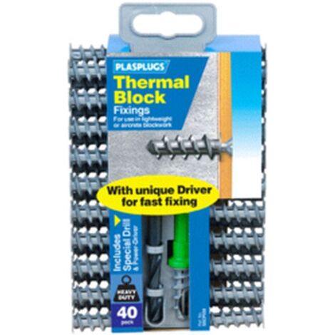 Plasplugs SSCP558 Thermal Block Fixings - Pack of 40 for Secure and Reliable Insulation Installation