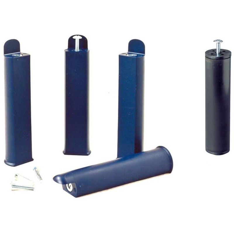 Plast - Jeu de 4 pieds 22 cm bleus + pied central pour cadre à lattes