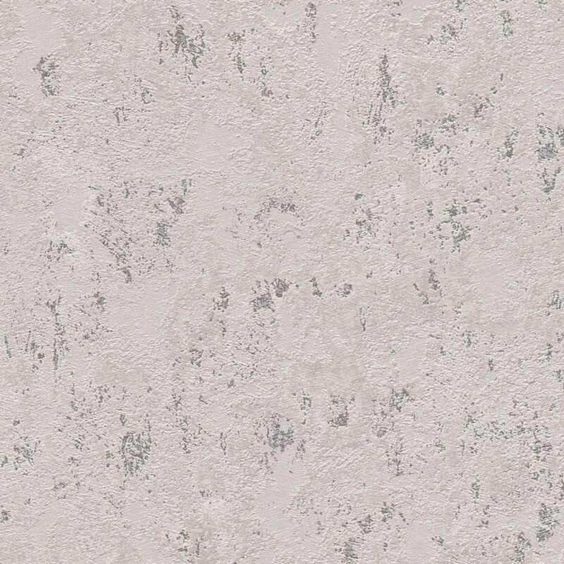 Profhome - Plaster Look Wallpaper Wall 393873 Non-woven Wallpaper Textured With Tangible Texture And Metallic Highlights Grey Beige Silver 5.33 M2