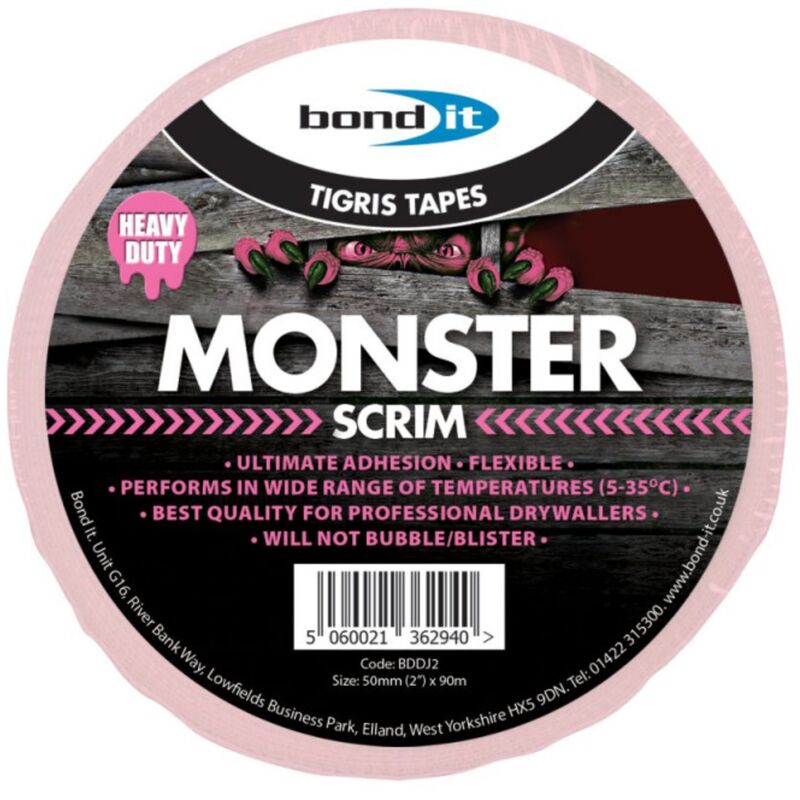 Bond It - Monster Self Adhesive Plasterboard Scrim Tape 50mm x 90m (1 Pack)