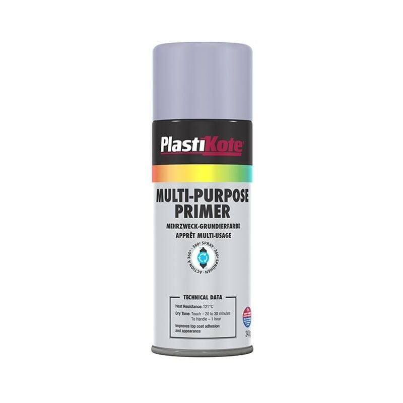 PlastiKote Multi Purpose Enamel Spray Grey Primer 400ml PKT60108
