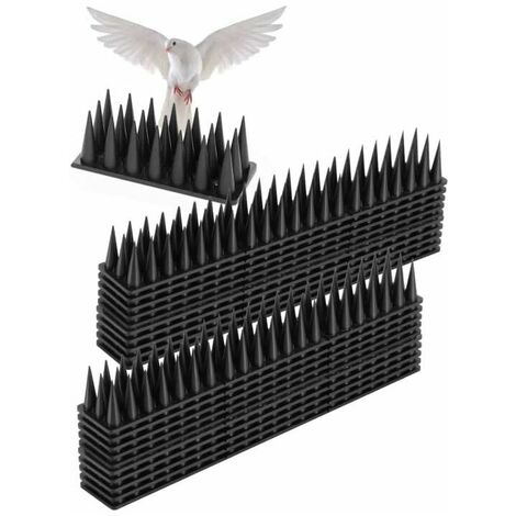 Plastic Anti-Pigeon Spikes, Anti-Pigeon Spikes for Balcony, Anti-Bird Spike Install Fences Window Sills, Prevent Pigeons, Crows, Cats from Landing(20PCS) (Black)